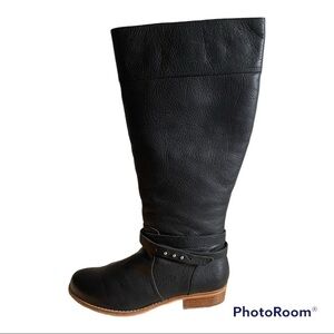 Lands End Tall Black Leather Riding Boots 6.5